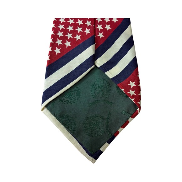 Tommy Hilfiger Men's Necktie Silk Red White Blue Stars & Stripes USA 57" - Picture 4 of 7